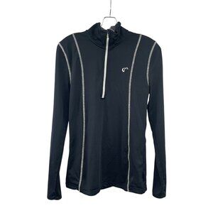 Athletic DNA Womens Active Pullover 1/4 Zip Black/White Size Small